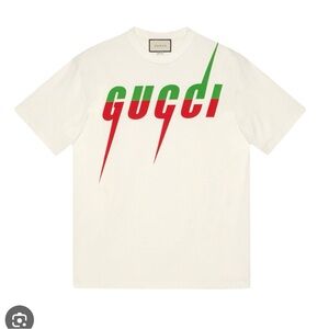 Gucci White T-Shirt with Red and Green Logo